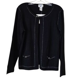 Bonnie and Bill by Holly Sweater Womens Large Black Cardigan Silk Blend Vintage